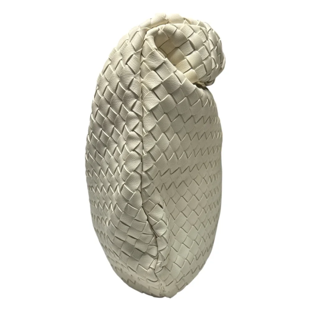 Melie Bianco Brigitte Shoulder Bag Women Large Cream Excellent Woven Knotted